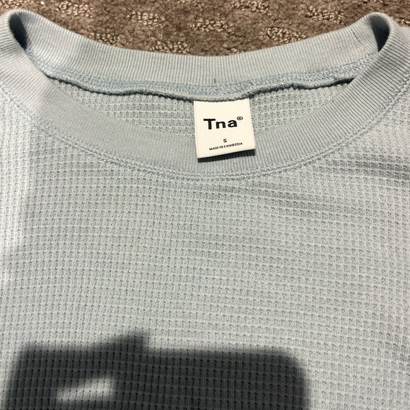TNA Light Blue Waffle Knit Sweatshirt - Picture 2 of 2